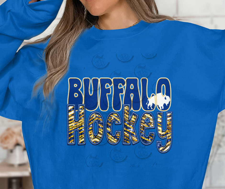 Buffalo Hockey: FAUX Embroidery - DTF (Direct to Film)