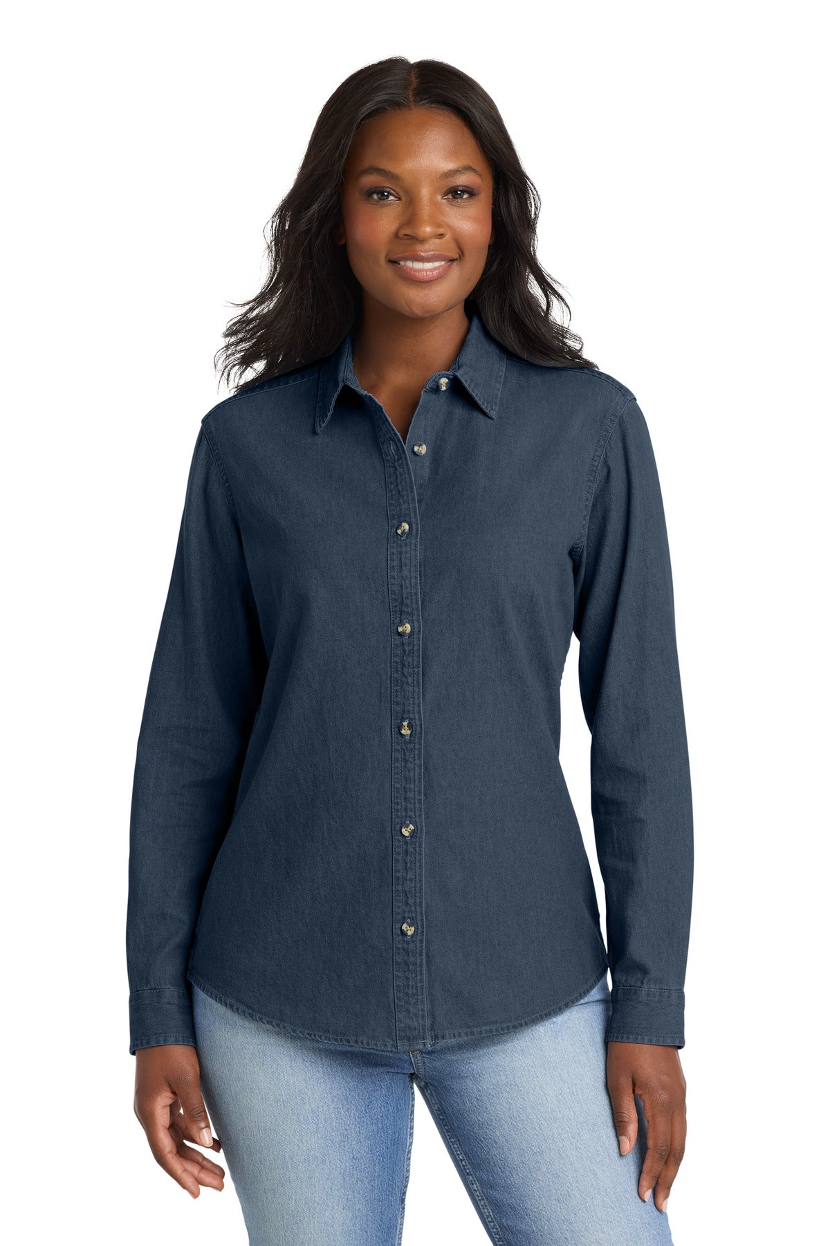 Port & Co ® Women's Long Sleeve Value Denim Shirt. LSP10