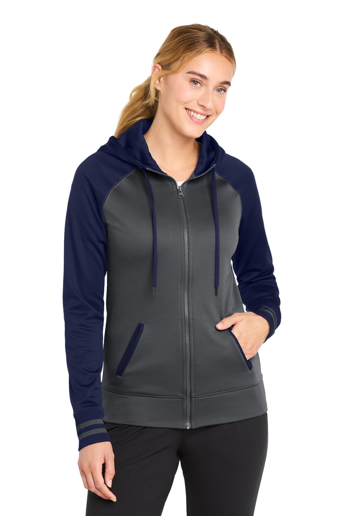 Sport-Tek ® Women's Sport-Wick ® Varsity Fleece Full-Zip Hooded Jacket. LST236