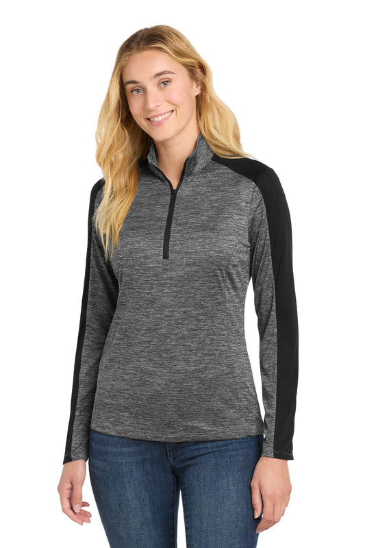 Sport-Tek ® Women's PosiCharge ® Electric Heather Colorblock 1/4-Zip Pullover. LST397