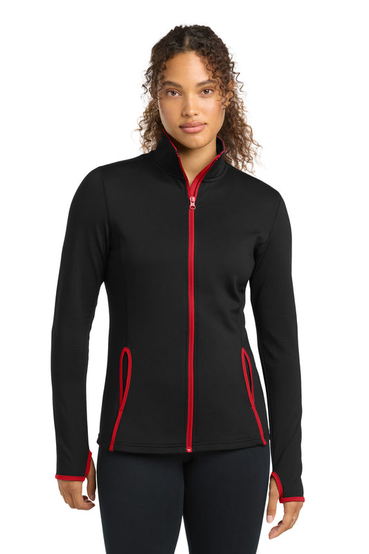 Sport-Tek ® Women's Sport-Wick ® Stretch Contrast Full-Zip Jacket. LST853