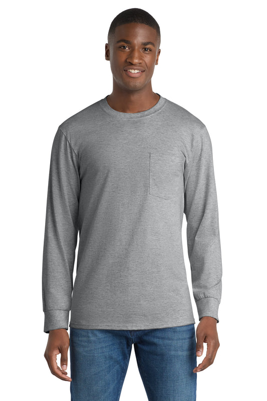 Port & Co ™ Long Sleeve Essential Pocket Tee. PC61LSP