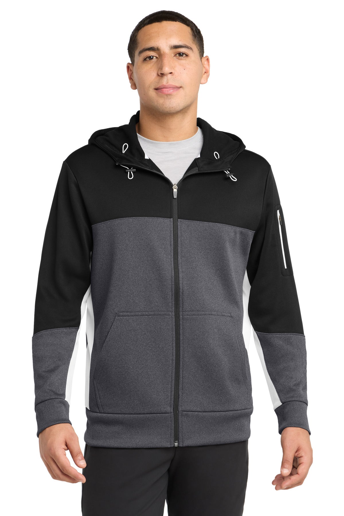 Sport-Tek ® Tech Fleece Colorblock Full-Zip Hooded Jacket. ST245