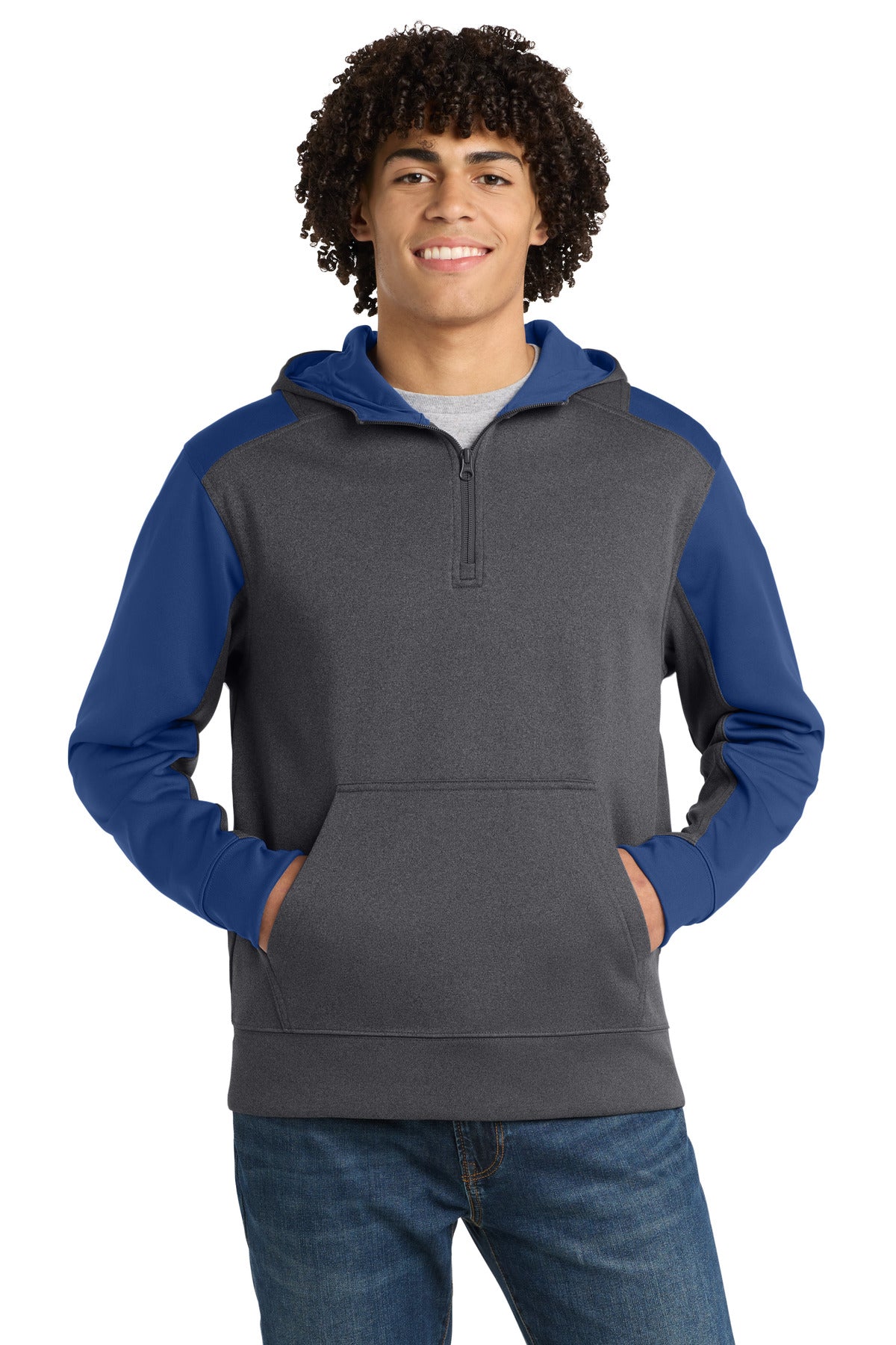Sport-Tek ® Tech Fleece Colorblock 1/4-Zip Hooded Sweatshirt. ST249