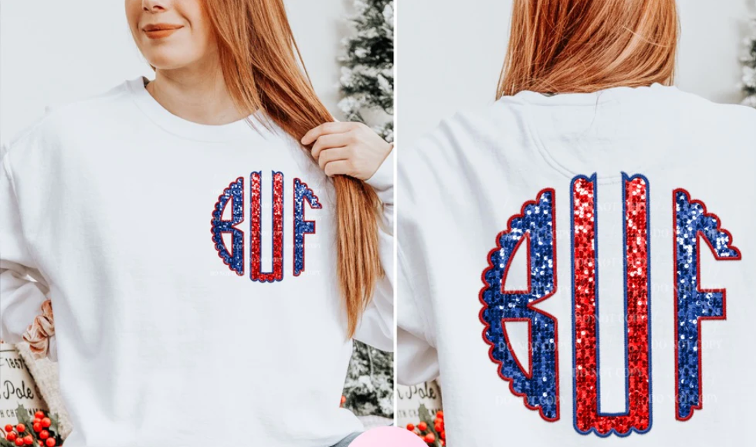 BUF Monogram : FAUX Embroidery - DTF (Direct to Film)