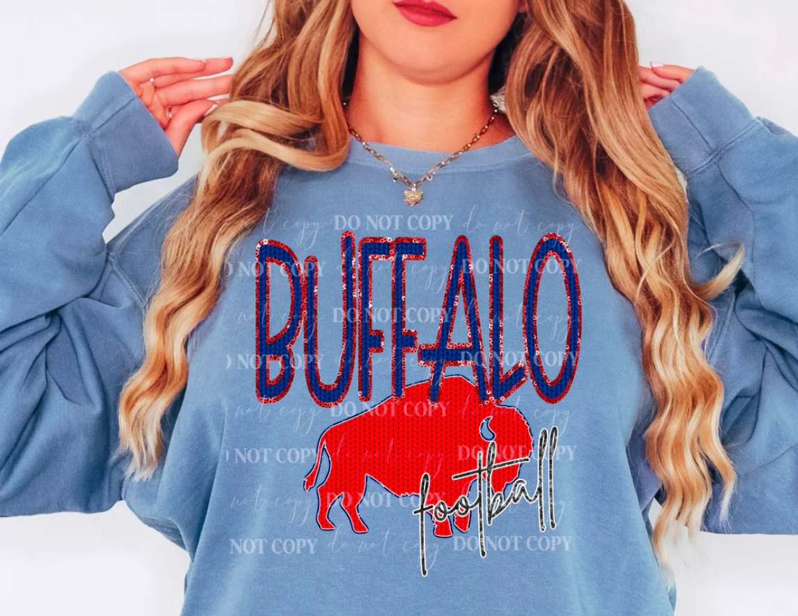 Buffalo Football : Chunky Knit Texture : DTF (Direct to Film)