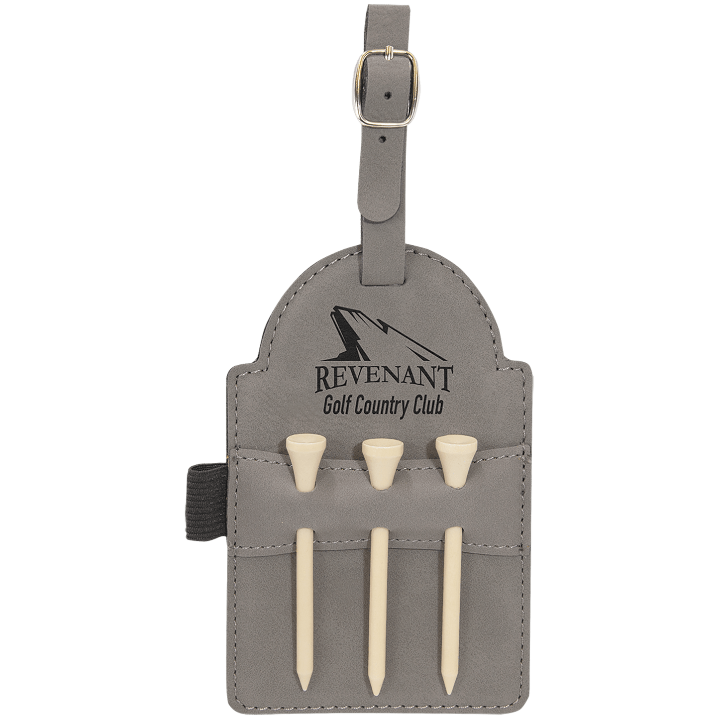 Leatherette Golf Bag Tag with 3 Wooden Tees