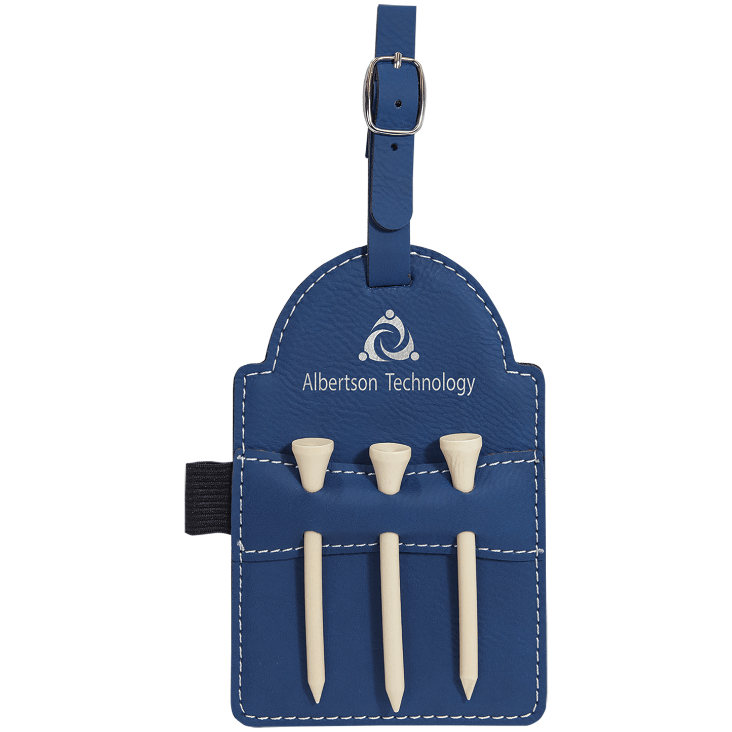 Leatherette Golf Bag Tag with 3 Wooden Tees