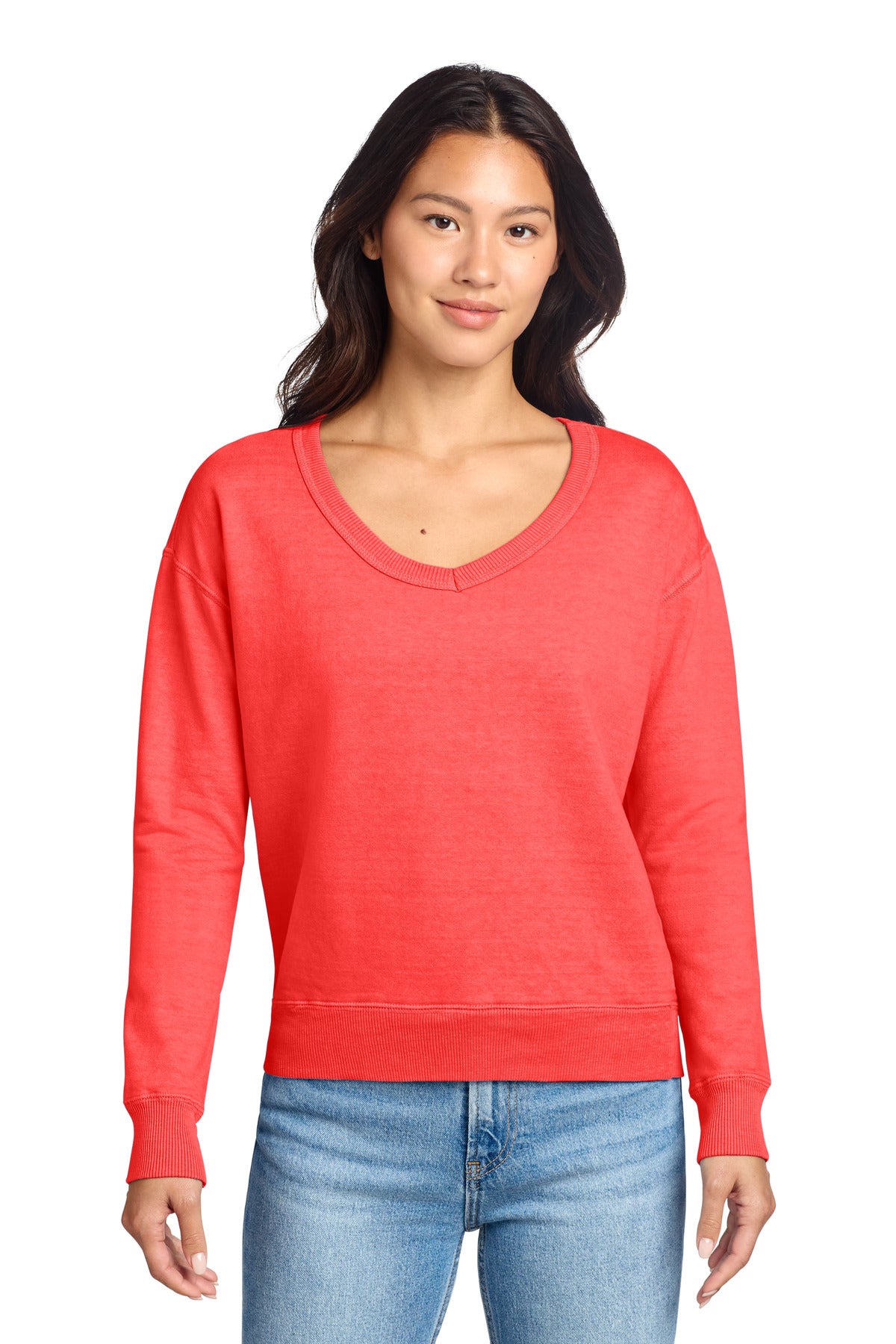 Port & Co ®  Women's Beach Wash ®  Garment-Dyed V-Neck Sweatshirt LPC098V