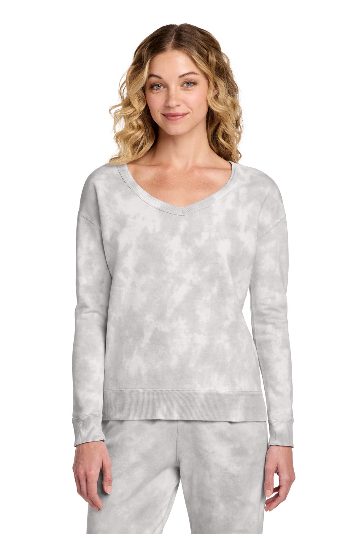 Port & Co ®  Women's Beach Wash ®  Cloud Tie-Dye V-Neck Sweatshirt LPC140V