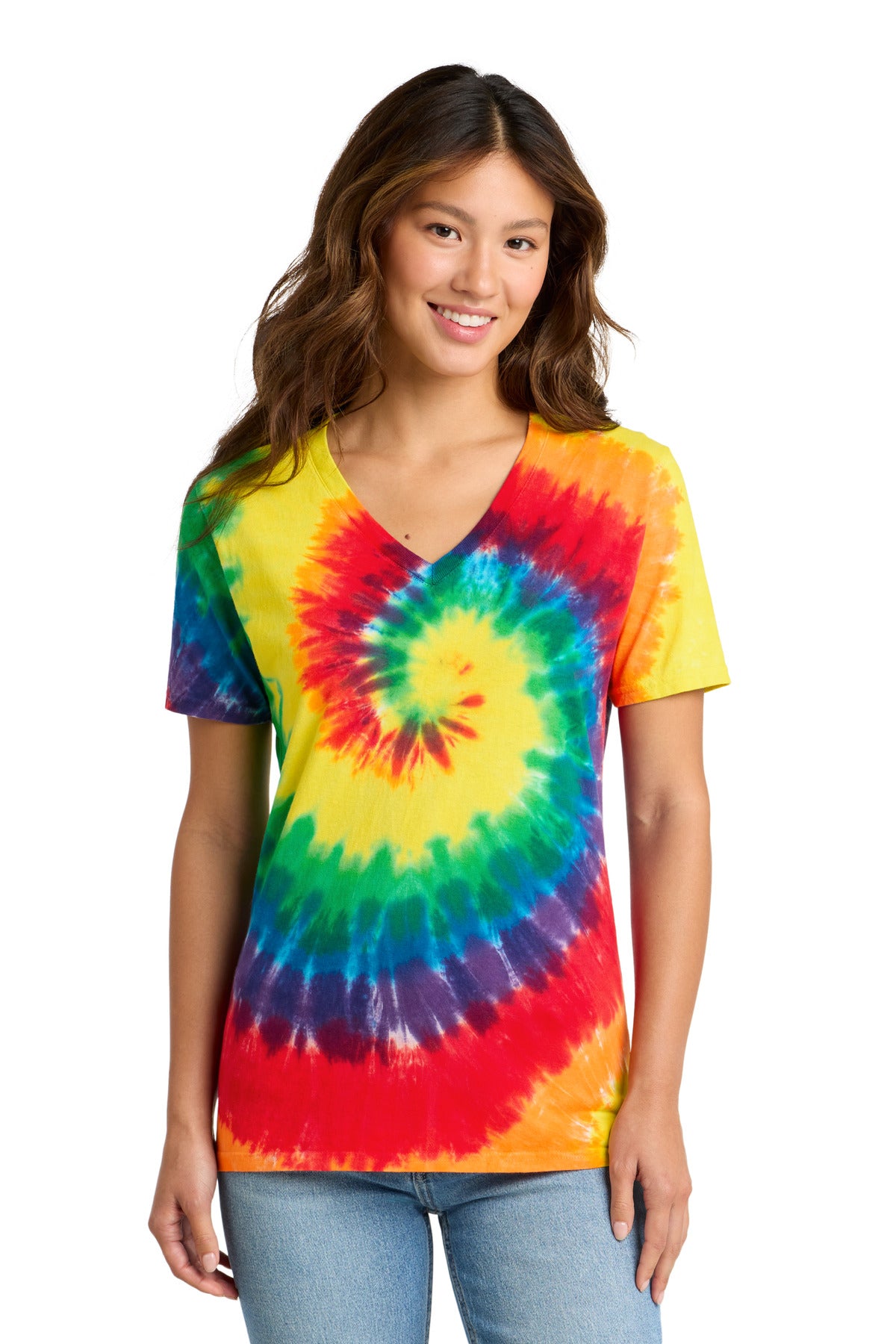 Port & Co ®  Women's Tie-Dye V-Neck Tee.  LPC147V