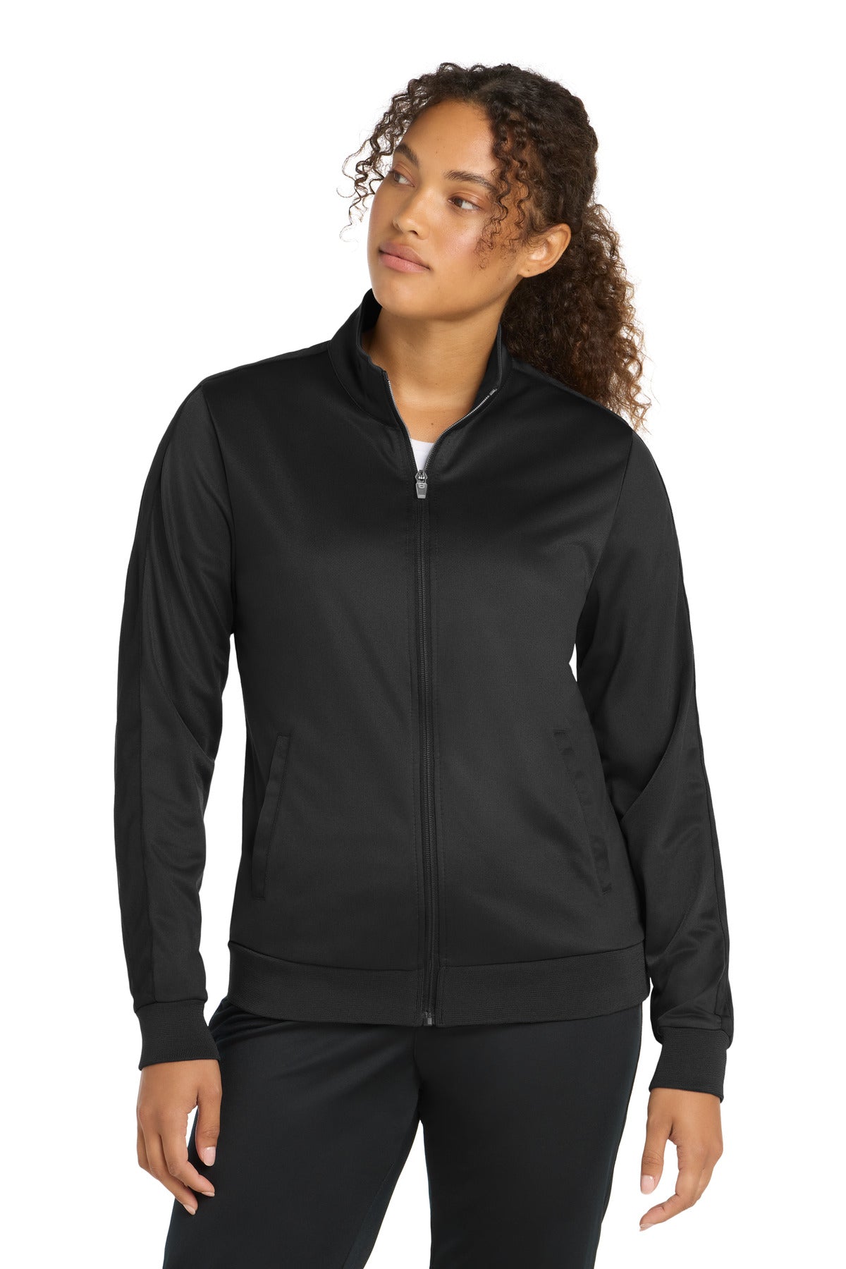 Sport-Tek  ®  Women's Tricot Sleeve Stripe Track Jacket. LST94