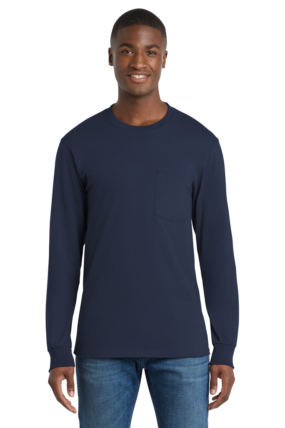 Port & Co ™  Long Sleeve Essential Pocket Tee.  PC61LSP