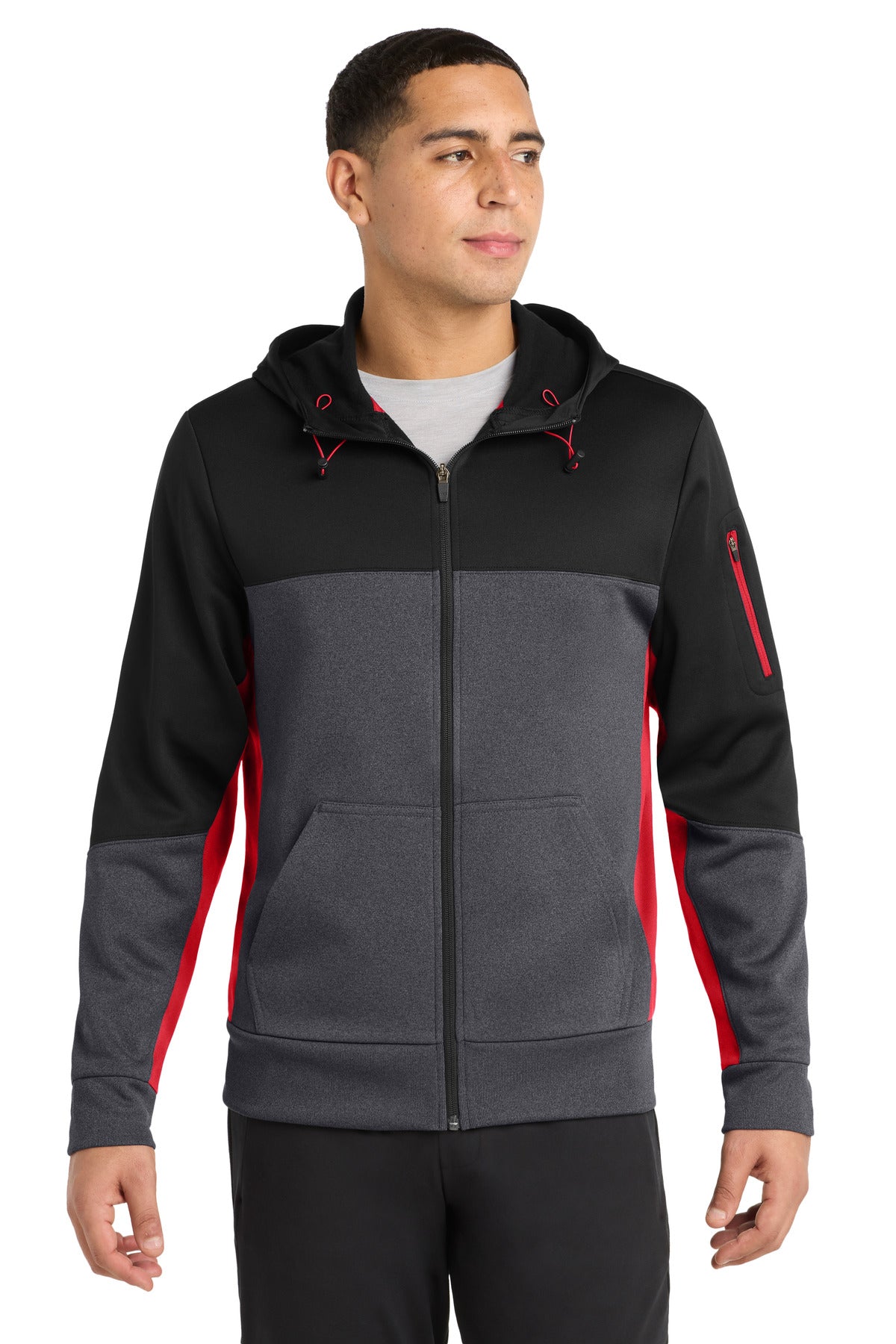 Sport-Tek ®  Tech Fleece Colorblock Full-Zip Hooded Jacket. ST245