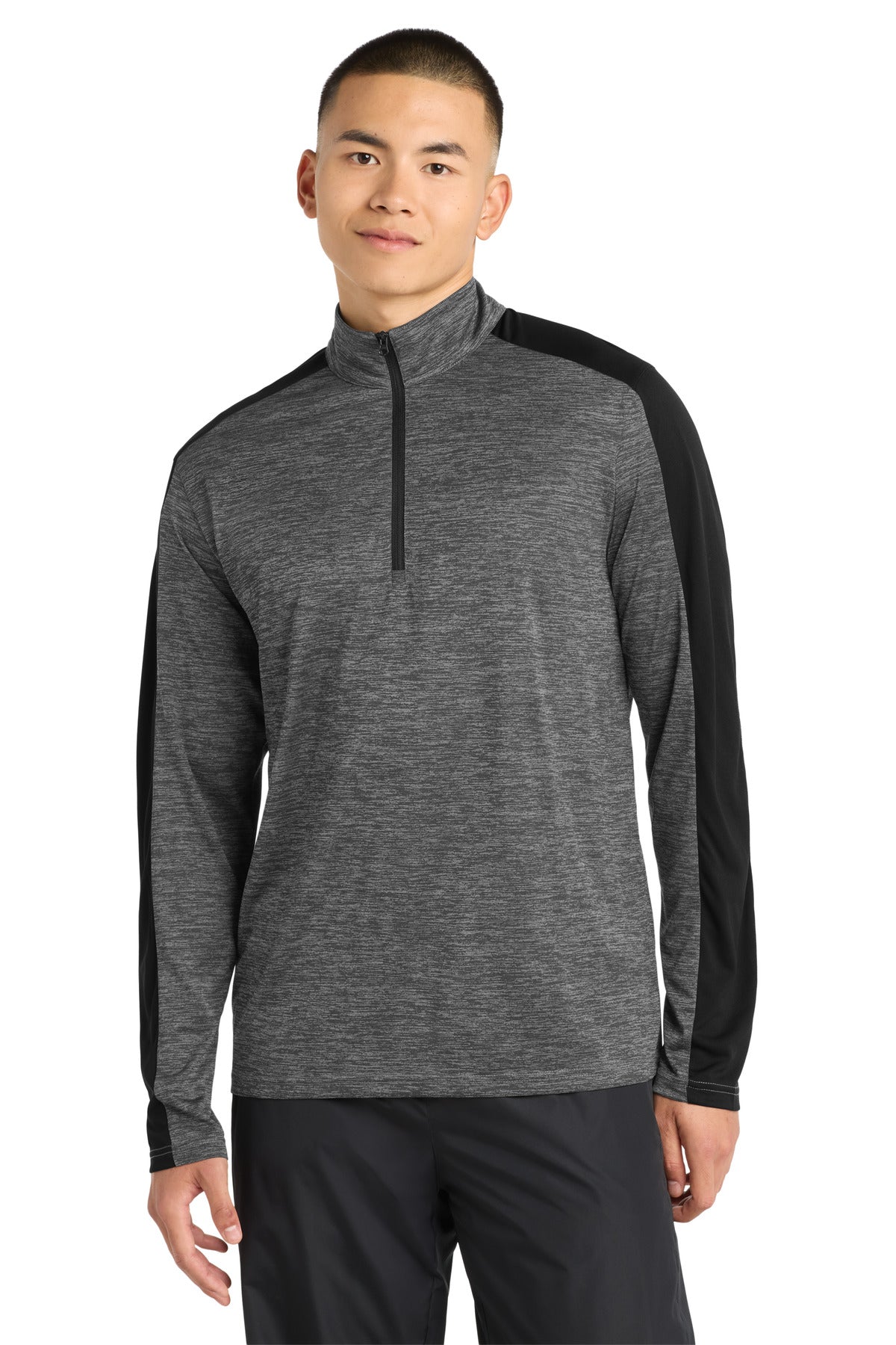 Sport-Tek ®  PosiCharge ®  Electric Heather Colorblock 1/4-Zip Pullover. ST397