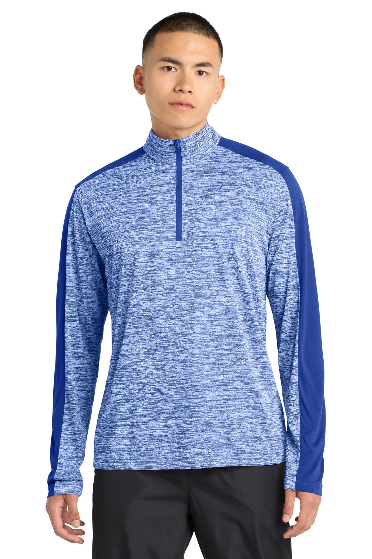 Sport-Tek ®  PosiCharge ®  Electric Heather Colorblock 1/4-Zip Pullover. ST397