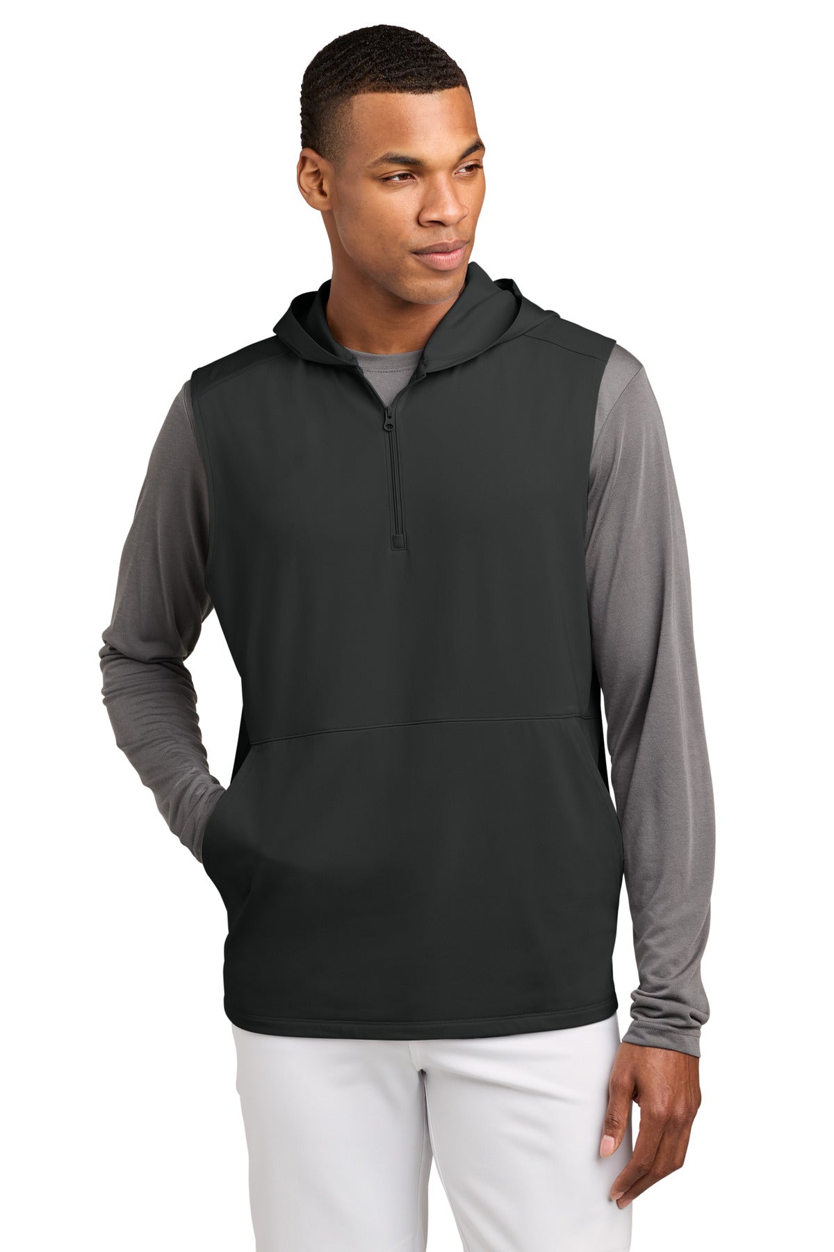 Sport-Tek ®  Sport-Wick ®  Stretch Sleeveless Hooded 1/4-Zip ST858