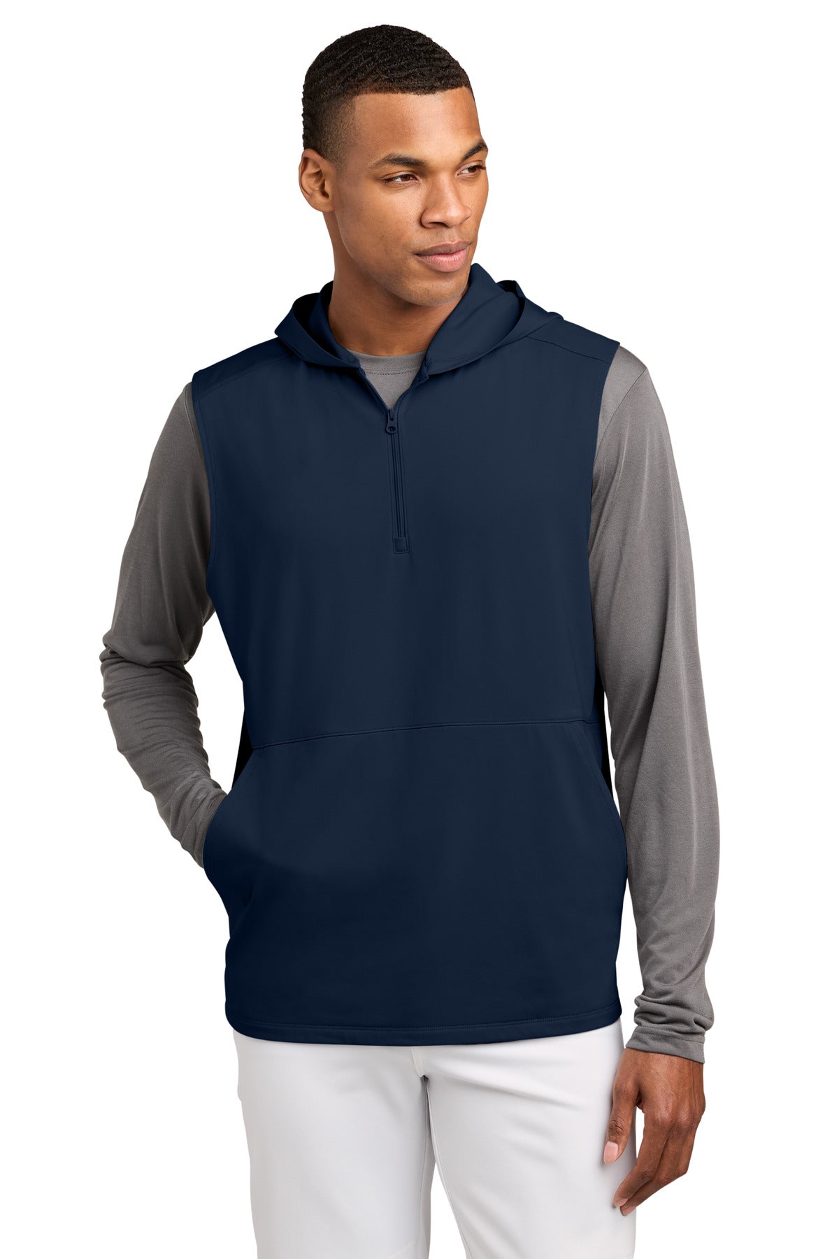 Sport-Tek ®  Sport-Wick ®  Stretch Sleeveless Hooded 1/4-Zip ST858