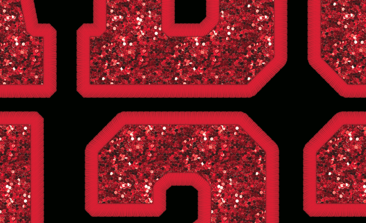 Red Faux Sequins & Embroidery Alphabet