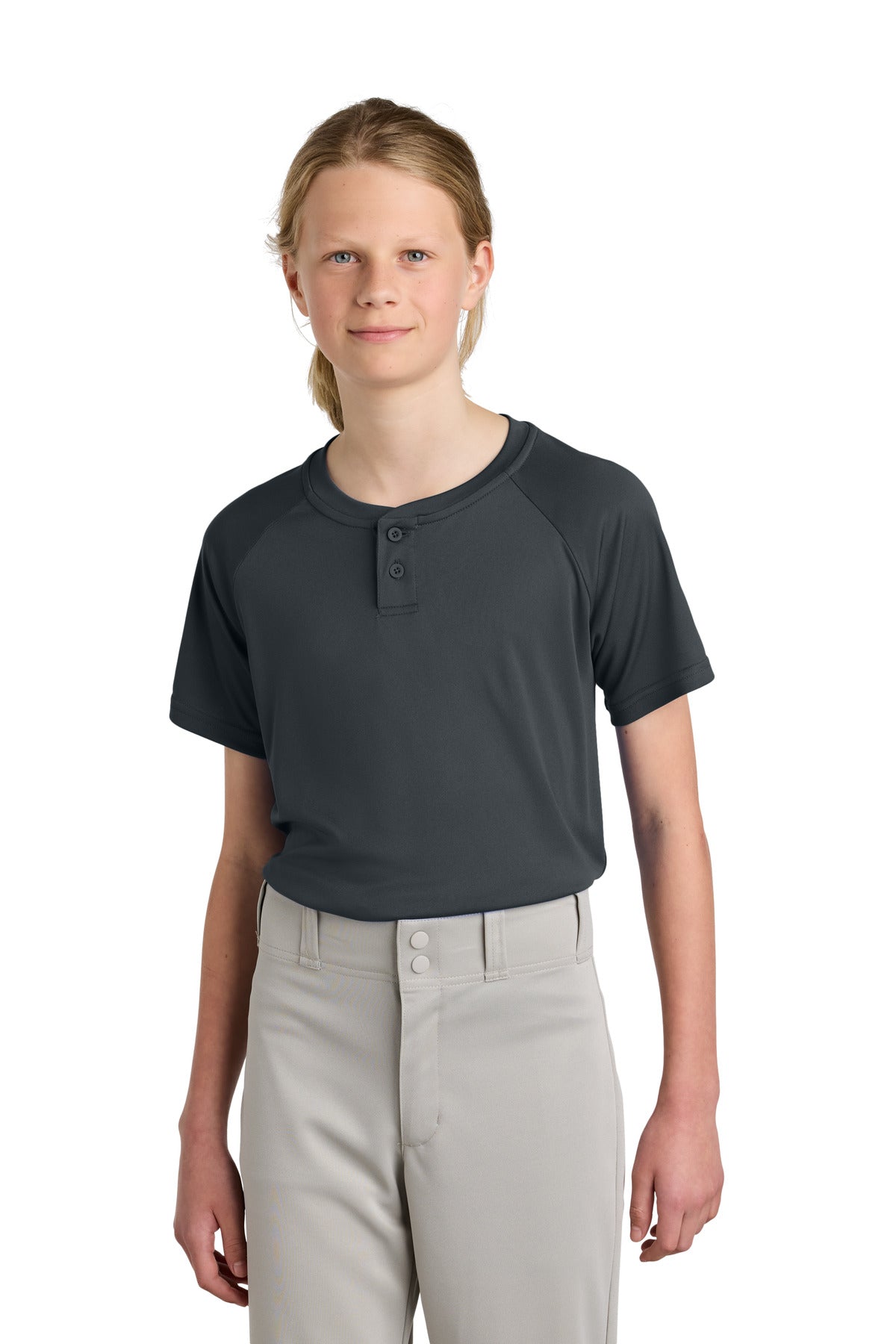 Sport-Tek ®  Youth PosiCharge ®  Competitor ™  2-Button Henley YST359